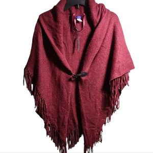 Apt 9 Soft Knit Red Wine Poncho Sweater
